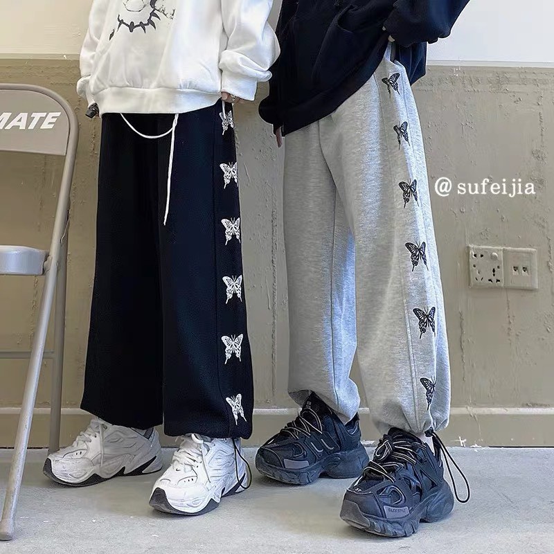 Quần jogger unisex ulzzang bướm có rút ống