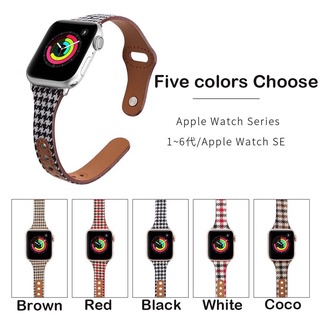 Dây Đeo Da Pu Mẫu Sọc Caro Cho Đồng Hồ Thông Minh Apple Watch 38/ 40/ 41/ 42/ 44/ 45MM Iwatch Series 7 6 Se 5 4 3 2 1