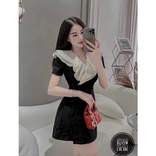 Bigsize đầm phối bèo đắp chéo cột eo 55-95kg