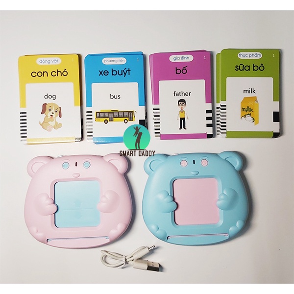 Máy đọc thẻ song ngữ Anh Việt đọc thẻ Flashcard cho bé với 112 thẻ tương ứng 224 từ vựng hàng Việt Nam