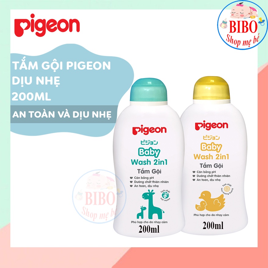 Tắm gội dịu nhẹ Pigeon Hương Jojoba, Hoa Hướng Dương 200ml/700ml (MẪU MỚI)