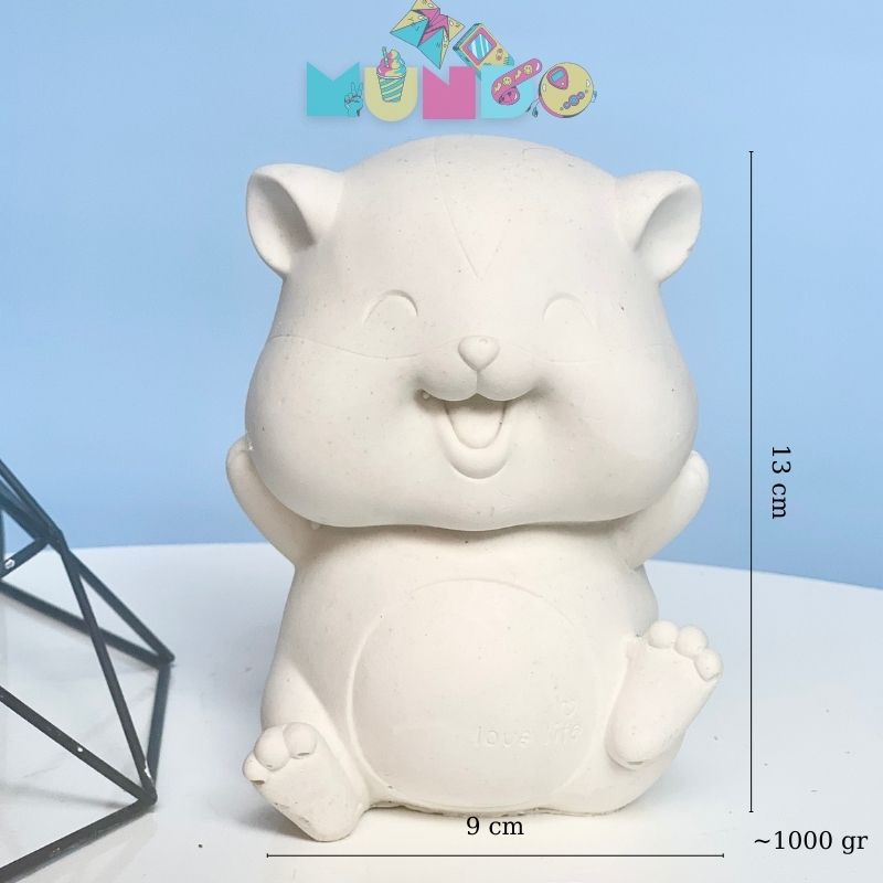 Tượng tô màu  cao cấp chọn mẫu SIZE X CHUỘT HAMSTER BÉO, tượng thạch cao MUNDO