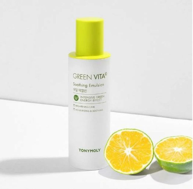 Sữa dưỡng trắng da, sáng da, tăng đàn hồi da, cấp ẩm Tonymoly Green Vita C Sparkling Emulsion