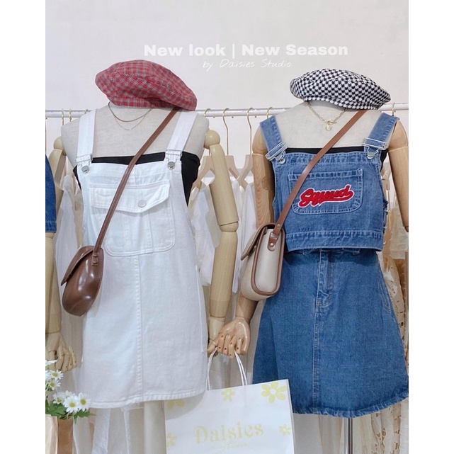 Áo Yếm Jeans Chữ Đỏ Kèm Chân Váy A jean Quảng Châu (loại 1) Váy Denim 2022