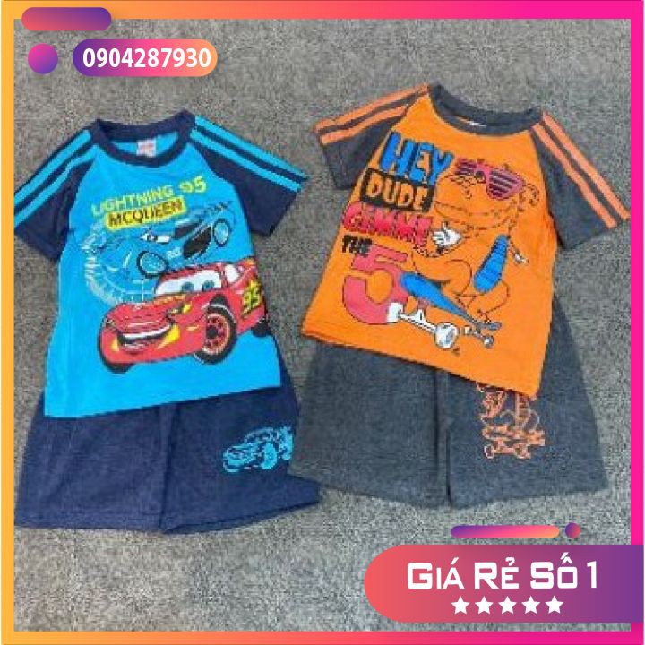 Bộ quần áo thun cotton trẻ em - Bộ quần áo cộc tay bé trai chất cotton mát co dãn thoải mái vận động