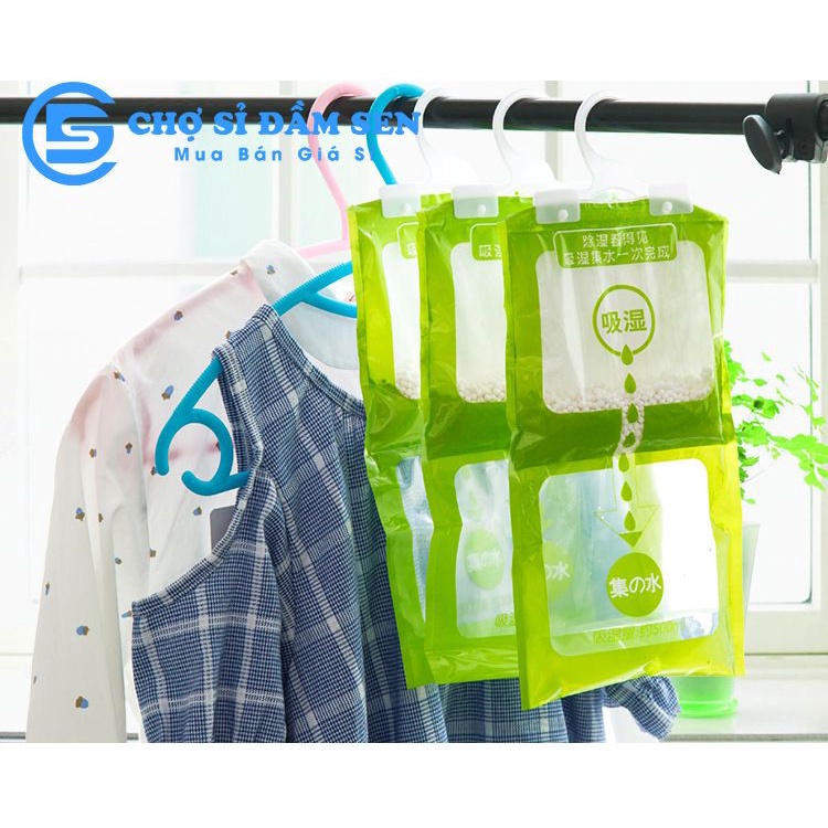 Túi hút ẩm 2 ngăn có móc treo dùng cho tủ quần áo, nhà bếp, nhà kho, phòng sách tránh ẩm mốc G374-Tuihutam-2N