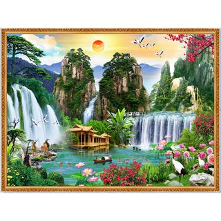 Tranh dán tường Sơn Thủy kích thước 2.4m x 1.4m