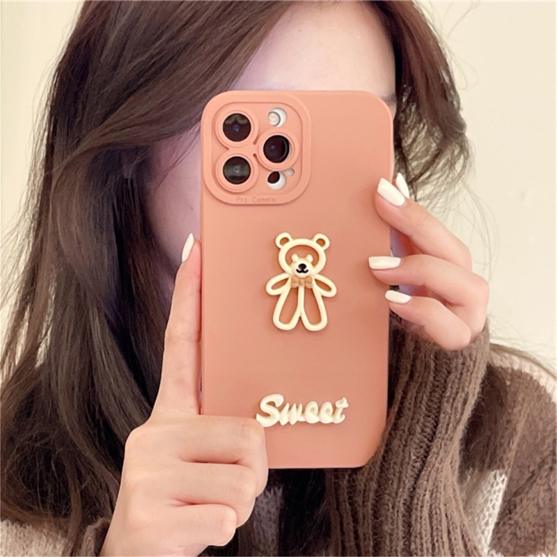 Ốp Lưng Basic Camera Nổi - Mẫu Gấu Sweet Nổi