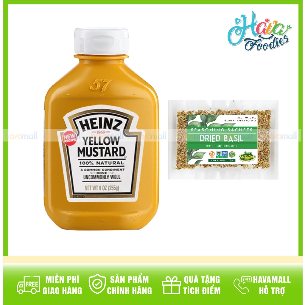 Sốt Mù Tạt Vàng HEINZ 255gr – TẶNG LÁ BASIL