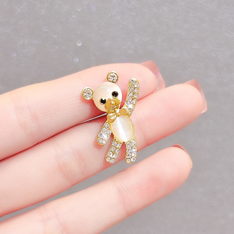 Ghim Cài Áo Hình Chú Gấu Đính Đá Opal Lấp Lánh Thời Trang Hàn Quốc Cho Nữ