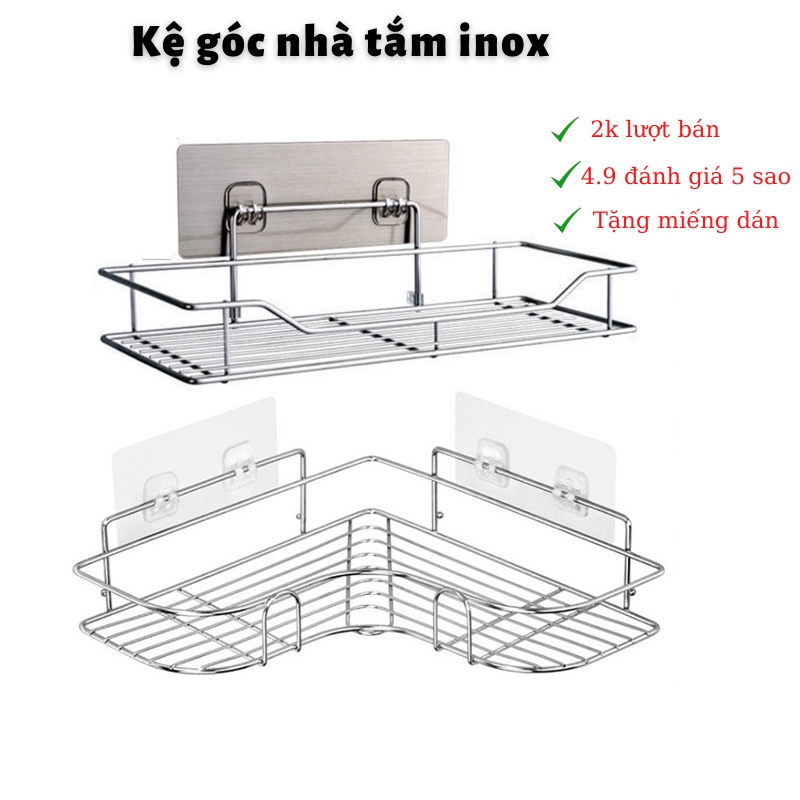 Kệ Nhà Tắm Inox 304, Kệ Để Đồ Mỹ Phẩm Trong Phòng Tắm Nhà Bếp Dán Tường Siêu Chắc