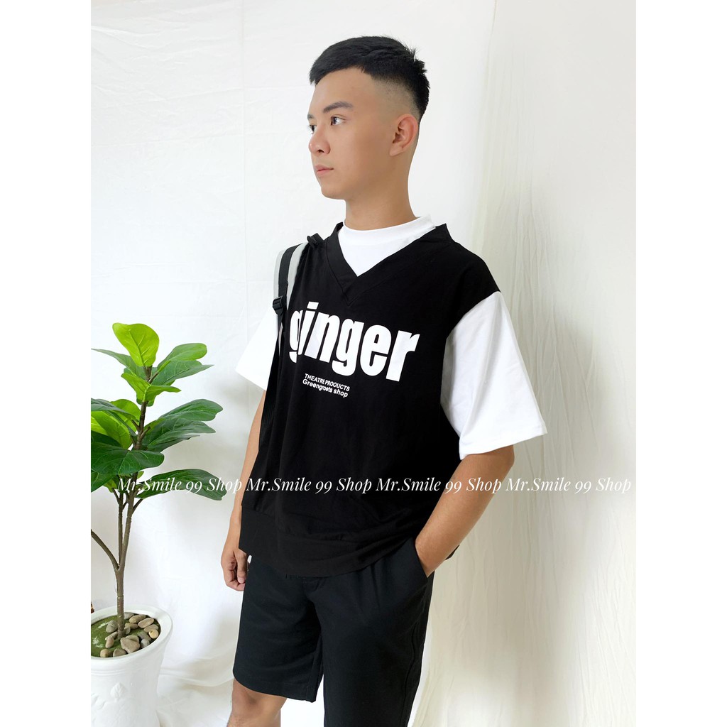 [Hình Thật] ÁO THUN PHỐI TAY TRẮNG UNISEX MR SMILE 99 SHOP ULZZANG STREET STYLE