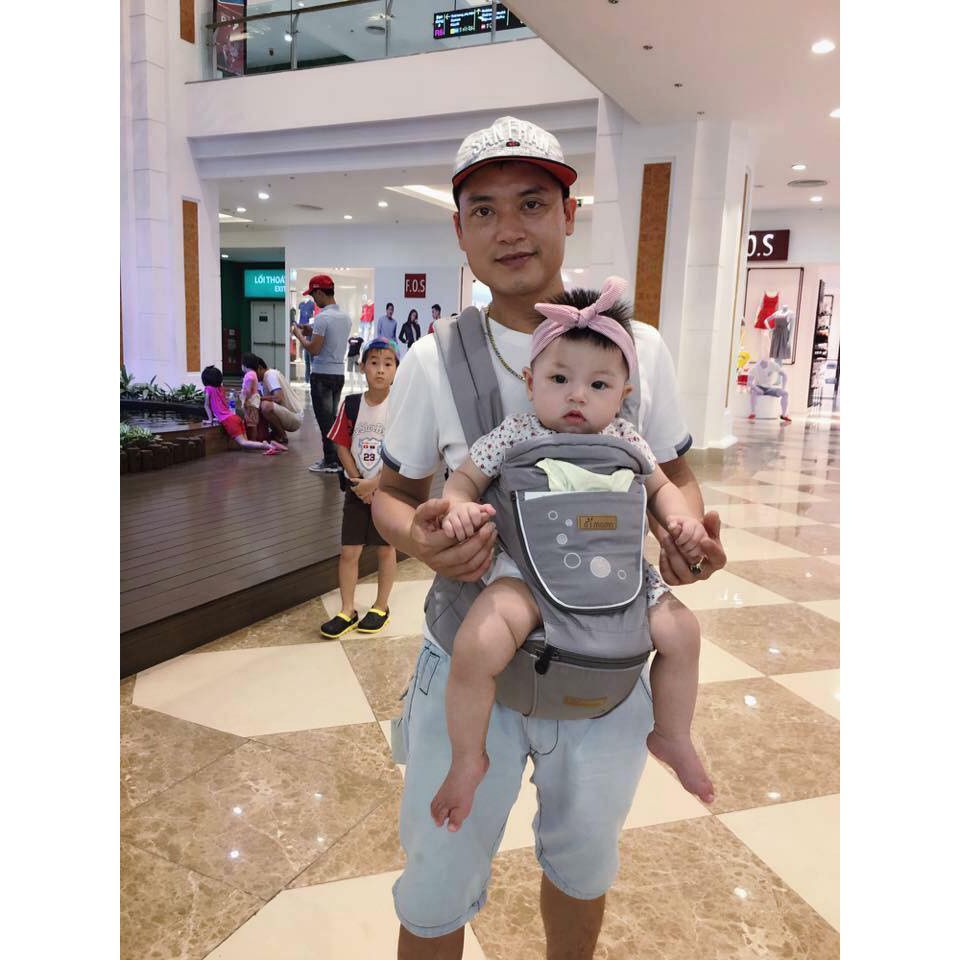 Địu Ngồi Hàn Quốc Aimama có che đầu cho bé