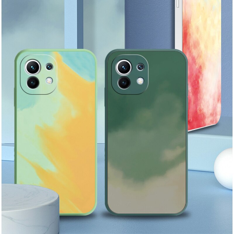 Ốp lưng Water Color cạnh vuông Xiaomi Mi 11 10 Pro 9 8 Poco F3 F2 Pro