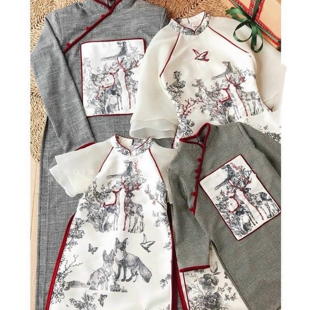 Áo dài cách tân in họa tiết hình hươu siêu hot 2023