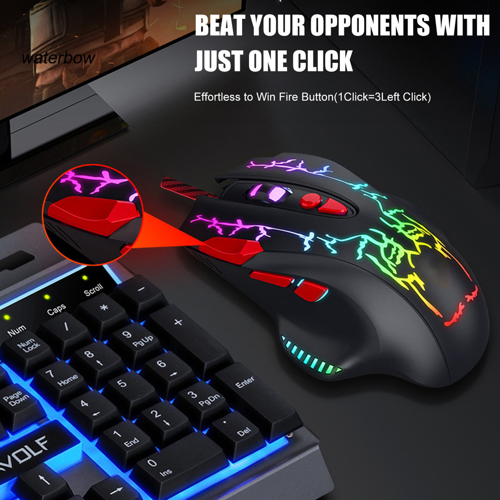 ww G550 8-Key 1000/1600/3200/6400DPI Wired RGB Lighting Luminous Optical Gaming Mouse for Computer Laptop