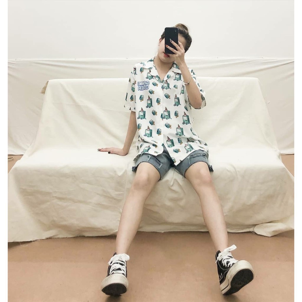 Áo Sơ Mi Lụa Tay Ngắn Nam Nữ BMO Unisex Vải Mềm Mịn Không Xù