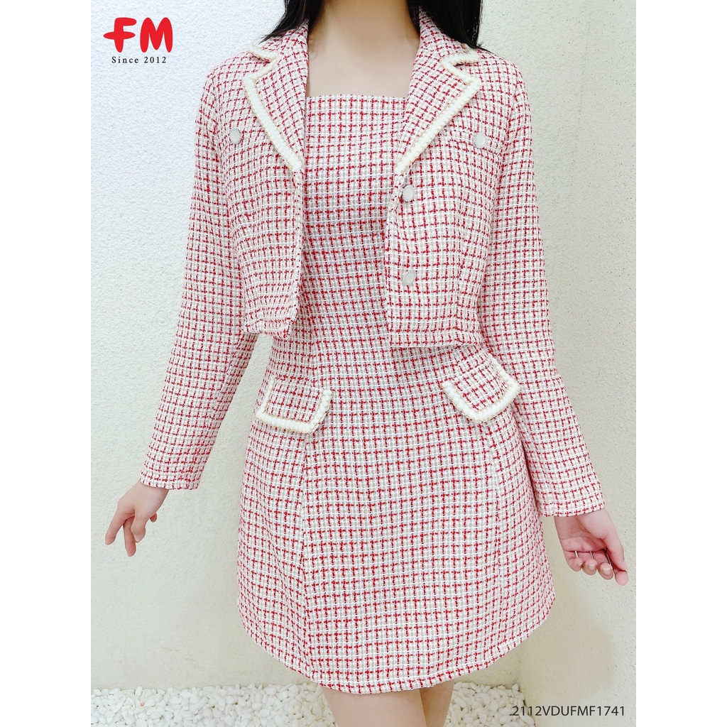 Set Dạ Tweed Tiểu Thư váy 2 dây kèm khoác cổ vest | Chất lượng vải dạ cao cấp phối viền siêu sang FM STYLE 211217438 | BigBuy360 - bigbuy360.vn