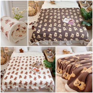 Chăn Lông cừu Gấu Teddy , Chăn cừu 1m5x2m mềm mịn ấm áp giá rẻ