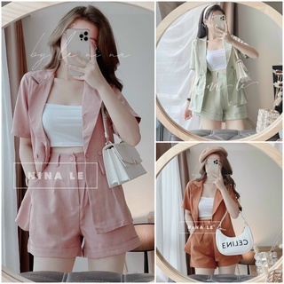 Sét bộ ÁO khoác vest trơn và QUẦN short ngắn kèm áo lót trong