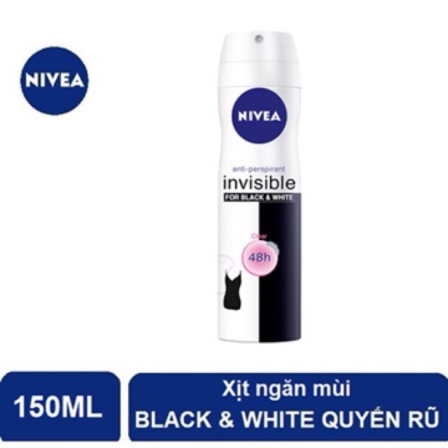 XỊT NGĂN MÙI NIVEA INVISIBLE BLACK &amp; WHITE PURE - CLEAR - FRESH 150ML