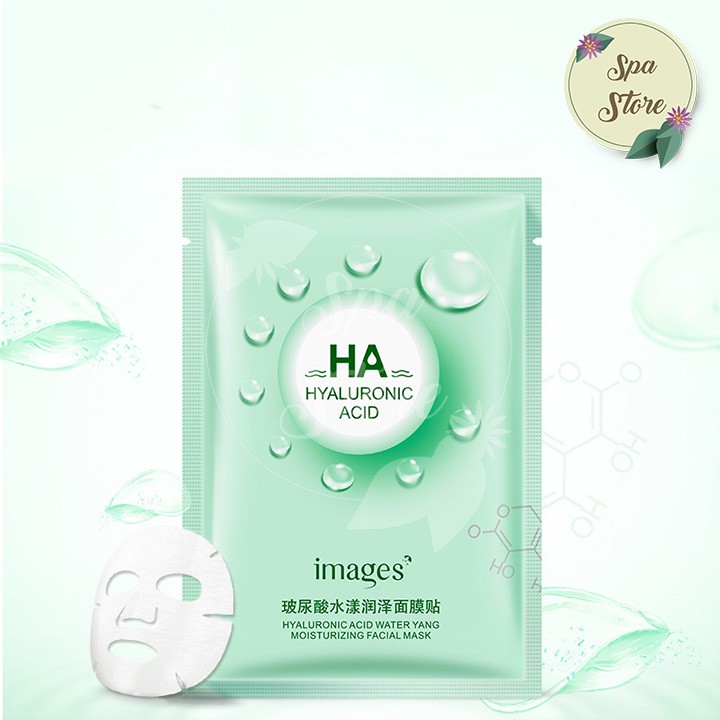 Mặt Nạ Giấy HA Hyaluronic Acid Images Cao Cấp Chính Hãng Dưỡng Da Cấp Ẩm Mịn Màng Hồng Xanh Lá Xanh Dương Miếng 25G