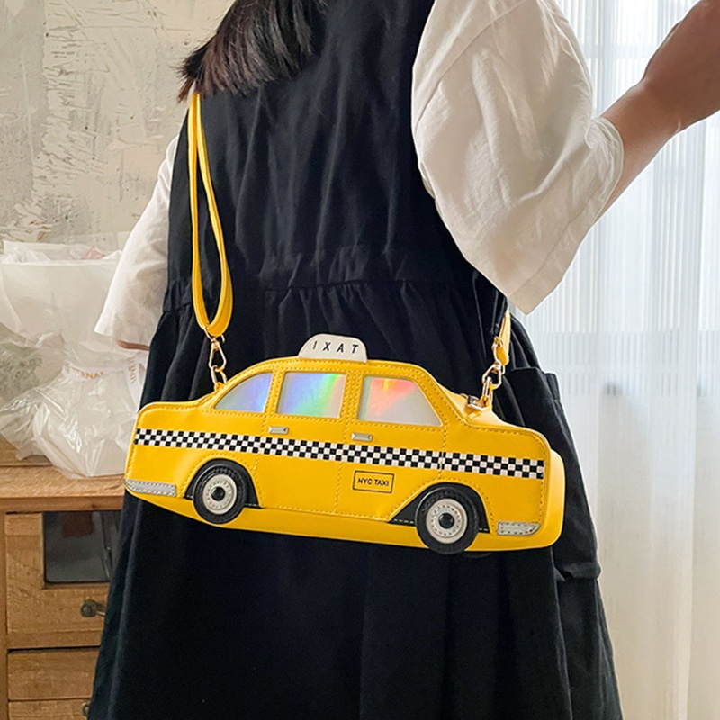 Túi Đeo Chéo Da PU Chống Thấm Nước In Chữ Taxi Thời Trang Cho Nữ