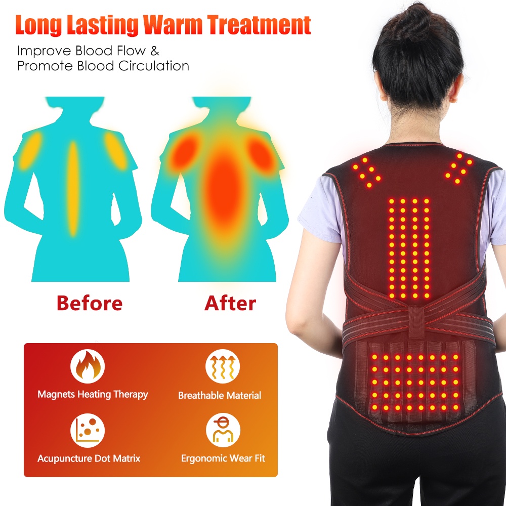 Agdoad Đai Đeo Hỗ Trợ Điều Chỉnh Tư Thế Lưng Vai Giảm Đau Tự Làm Nóng