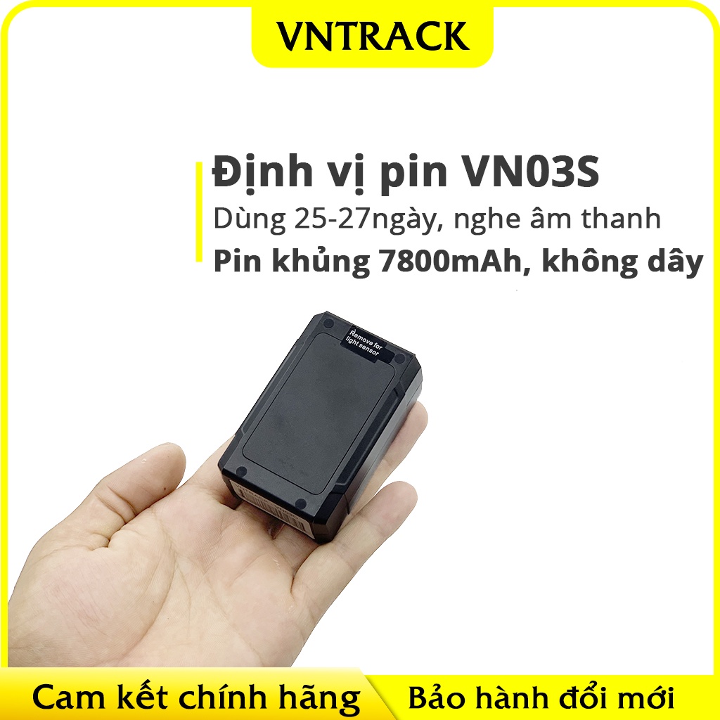 Thiết Bị Định Vị Không Dây GPS Pin Khủng 25-27 Ngày VN03S Pin 7800mAh, Nghe Âm Thanh, Chính Hãng VNTRACK