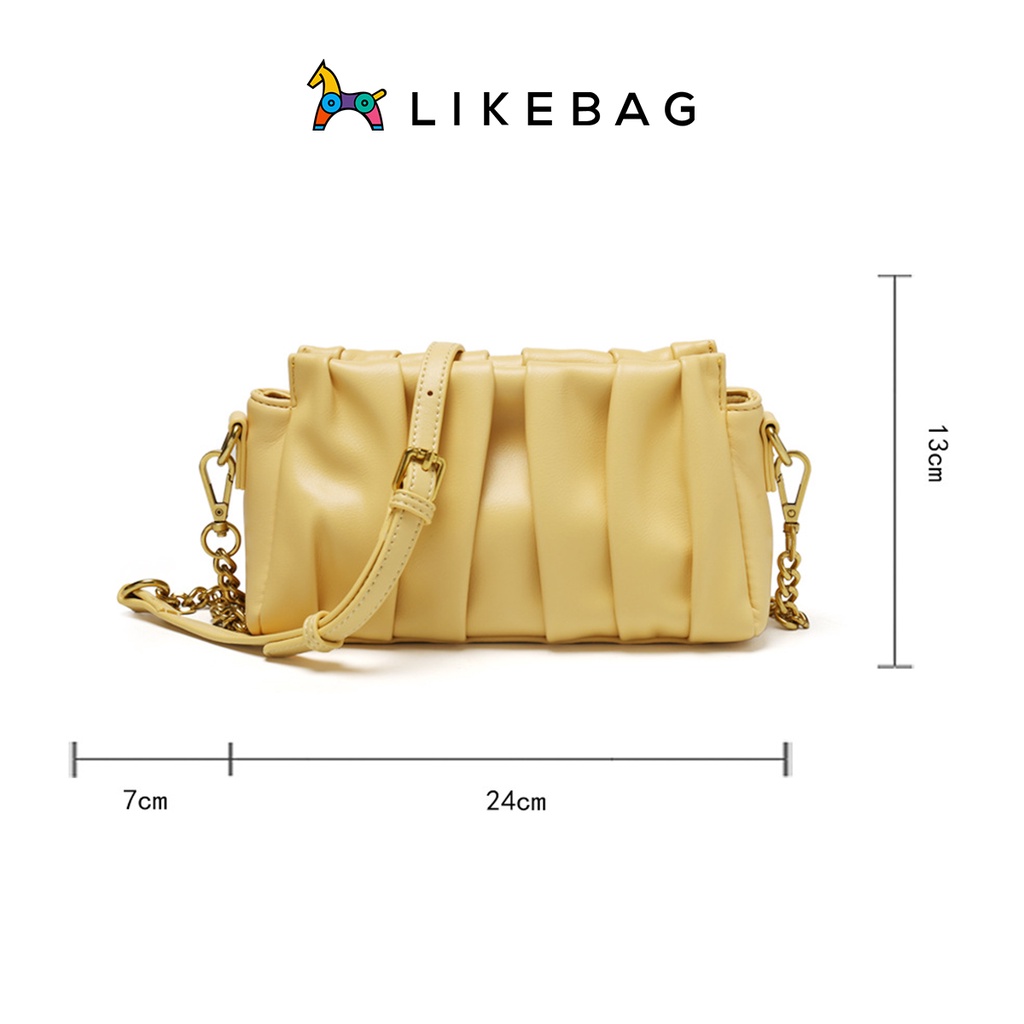 Túi xách nữ đeo chéo, đeo vai LIKEBAG da mềm xếp ly độc đáo phối xích 9759 - LIBAGI