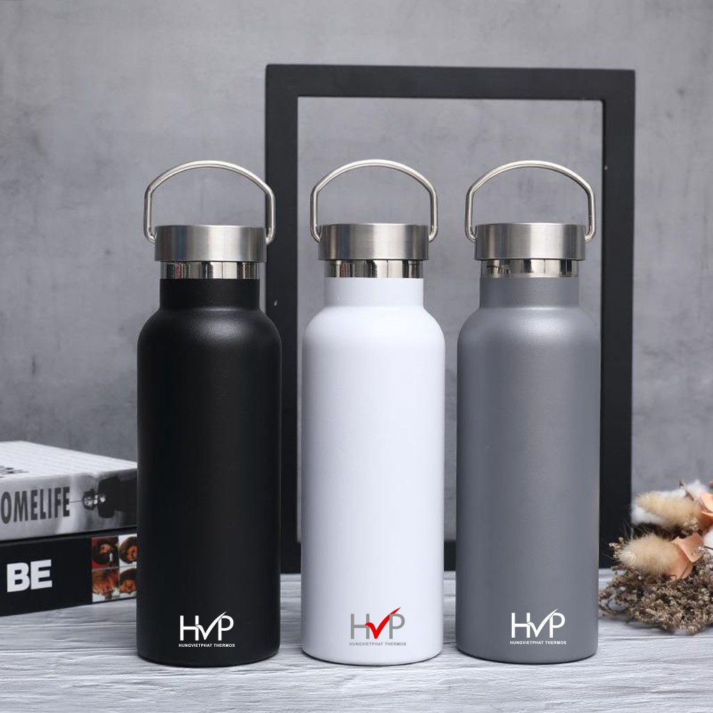 Bình nước giữ nhiệt HVP Tặng túi vải bố HVP Bình giữ nhiệt inox 304 HVP, dung tích 500ml