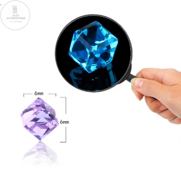 Khuyên Tai Nam Châm Khối Tinh Thể, Khuyên Tai Không Cần Bấm Lỗ (1 Đôi)