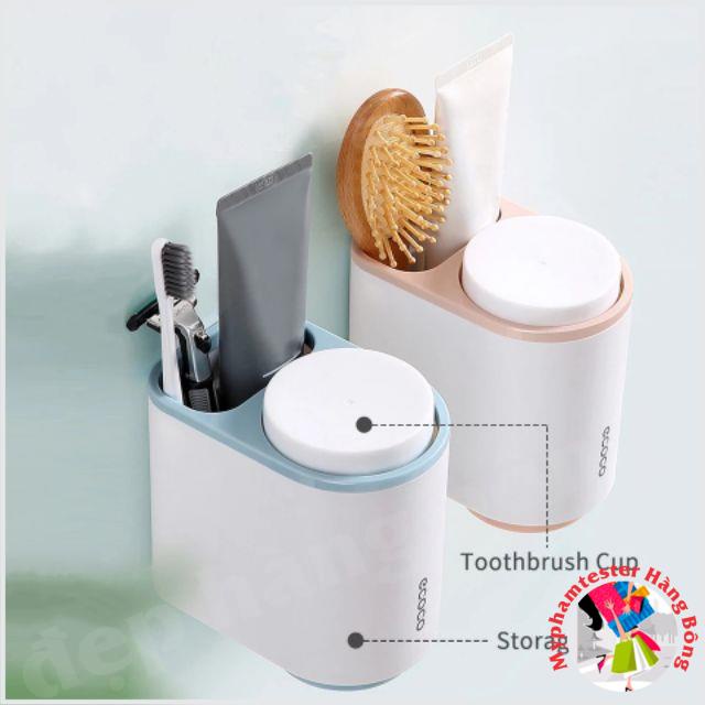 Kệ cắm chải Ecoco 2 cốc dán cường lực siêu chắc mã 1905