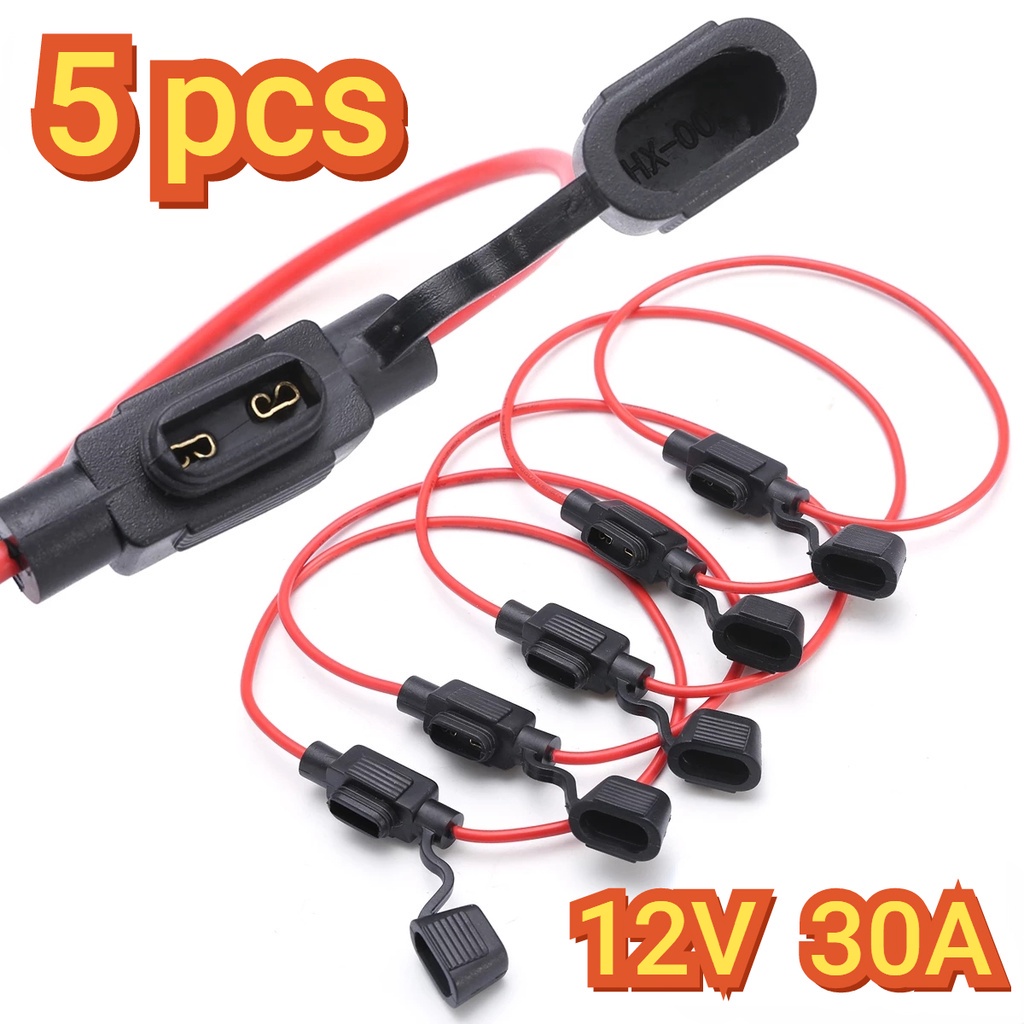 Set 5 Cầu Chì Lưỡi Mini 12V 30A Giá Đỡ