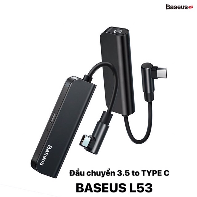 Cáp chuyển đổi Type-C sang 3.5mm Baseus L53 Bộ chuyển đổi vừa nghe vừa sạc hộ trợ míc đàm thoại sạc nhanh QC3.0 & PD18W
