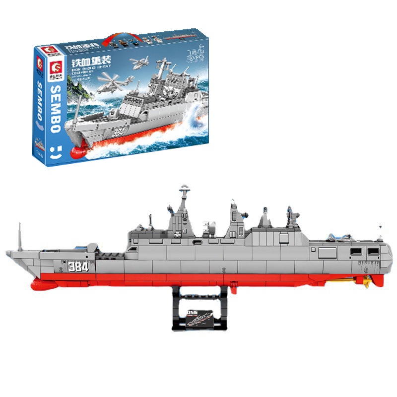 Đồ chơi Lắp ráp Thuyền chiến Type 056, Sembo Block 105733 Battleship Corvette, Xếp hình thông minh, Mô hình tàu chiến