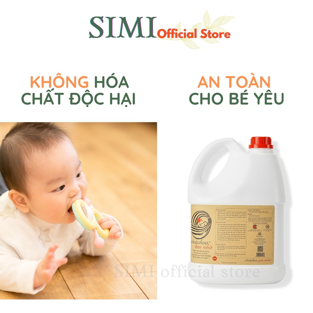 Nước lau sàn hữu cơ CÔ CÀ CHUA nước lau nhà sả chanh đuổi muỗi sát diệt khuẩn khử mùi chống côn trùng bếp gỗ gạch 4l