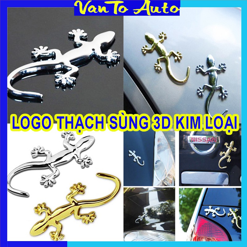 ⚡Video Thật.⚡ Logo Thạch Sùng 3D Kim Loại Trang Trí Ô Tô