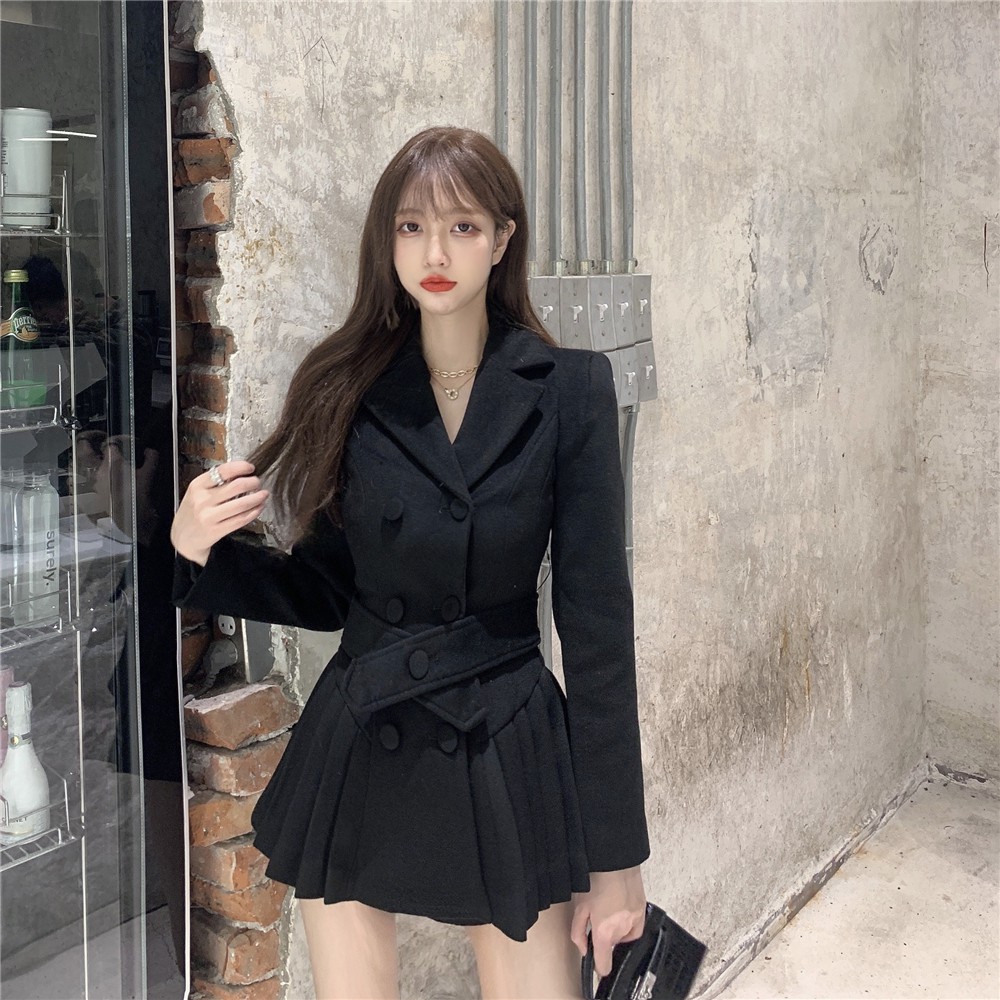 Đầm nữ dáng xòe mini tay dài thu đông Emilyshop