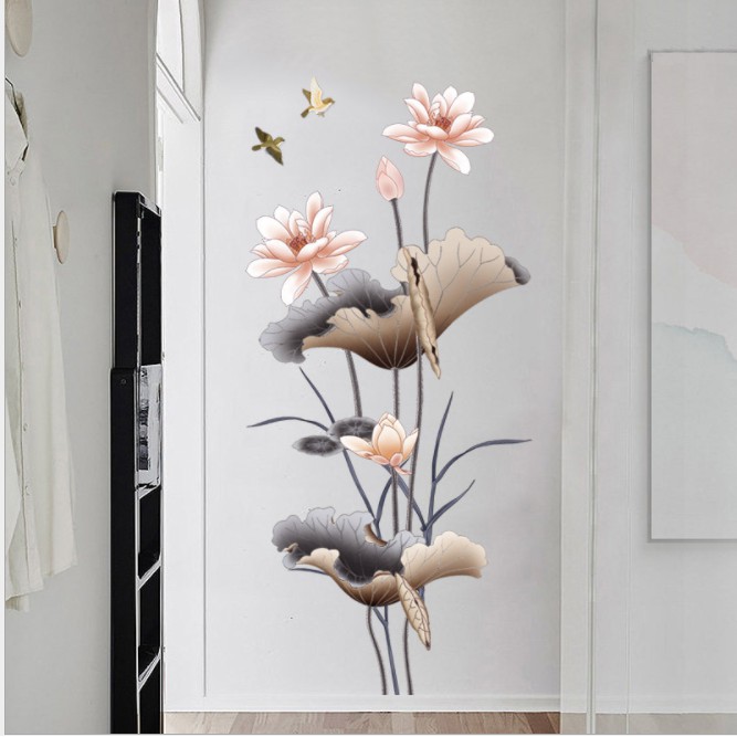 Decal dán tường trang trí gia đình: Hoa sen GL107
