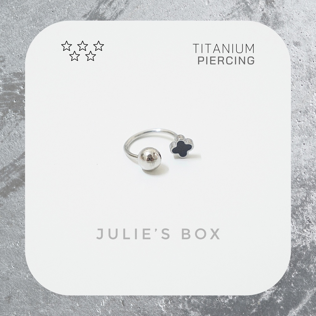 [1 Chiếc] Khuyên Tai Titan Unisex Chữ U Màu Bạc Cỏ Đen Không Gỉ Sét Không Ngứa Bông Tai Julies Box 66