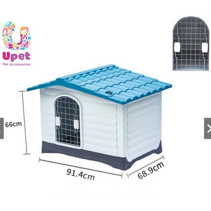 Nhà nhựa cao cấp cho chó - mèo 2 cửa có hiên XDB - 424S sử dụng ngoài trời cho thú cưng