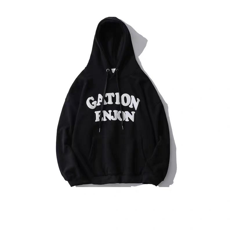 Áo Hoodie Nỉ Bông Dài Tay Màu Đỏ Sậm Chữ In GATION ENJON