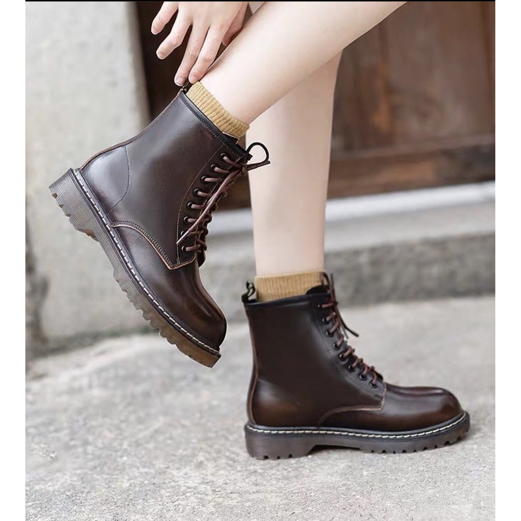 Dr boots - Boots da bò nữ kiểu dáng quân đội