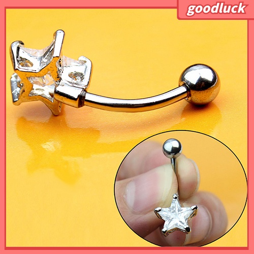 Khuyên rốn đính đá hình ngôi sao 5 cánh độc đáo