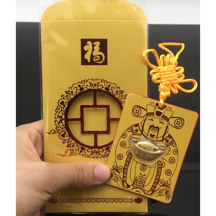 Bao Lì Xì Thần Tài Vàng TREO - Quà Tết Mừng Tuổi Tết [có dây treo]