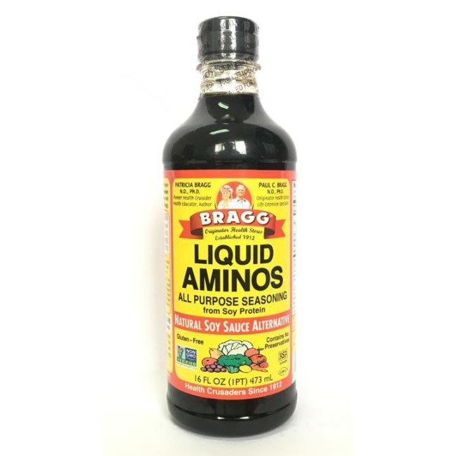 nước tương xì dầu không biến đổi gien  BRAGG LIQUID AMINOS 473ML