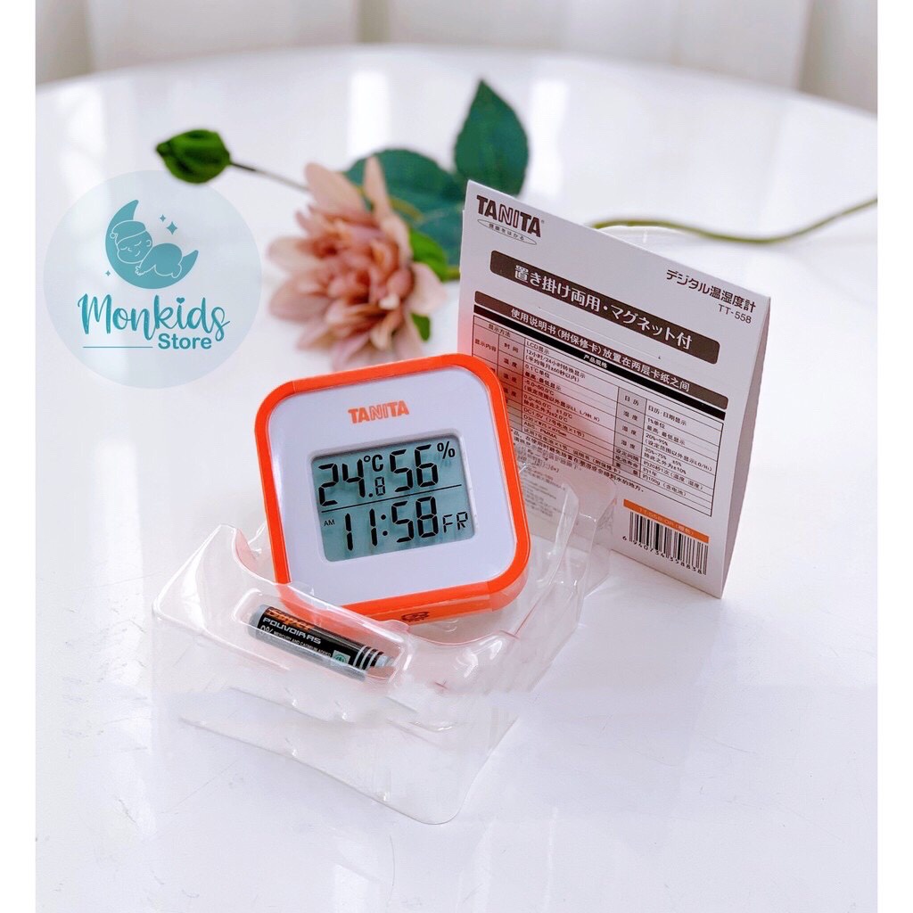 Nhiệt ẩm kế điện tử Tanita Nhật Bản, đo nhiệt độ độ ẩm phòng ngủ cho bé, tặng Pin AAA sử dụng 1 năm