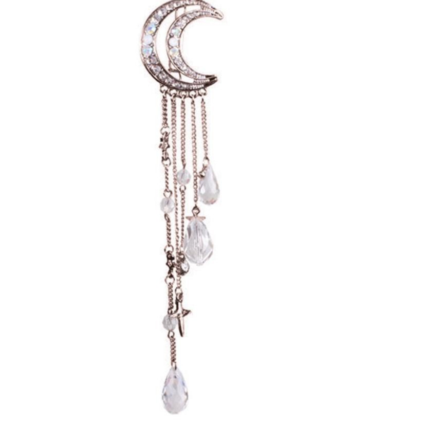 Kẹp tóc mặt trăng moon tua rua đính đá phong cách cổ điển cổ trang xinh xắn dễ thương