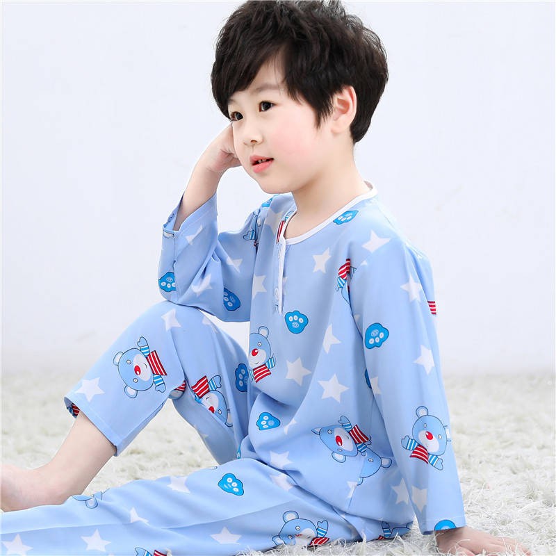 Bộ Đồ Ngủ Tay Dài Vải Cotton Thời Trang Mùa Xuân Cho Bé